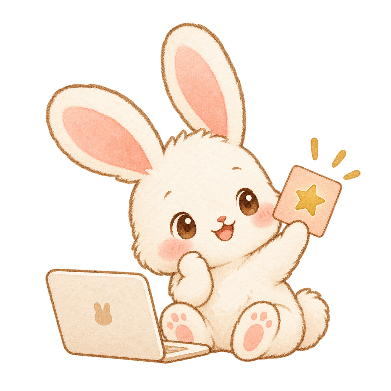 拿着電腦的 Nook 兔仔夥伴